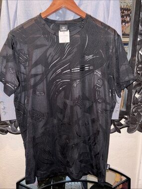 Versace Black Tonal Pattern Crewneck Tee